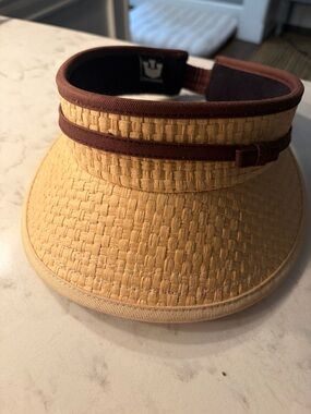 Goorin Bros Straw Visor in Natural and Brown Trim